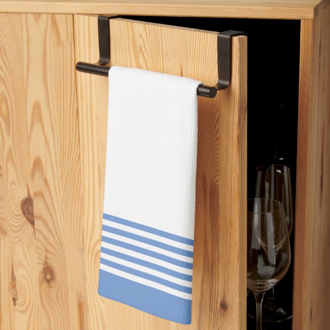Anpassade vita randiga köksdukar kökshandduk (Thirds Fold)