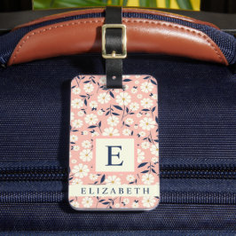 Anpassade vitblommor för Rosa Peach Blommigt Bagagebricka