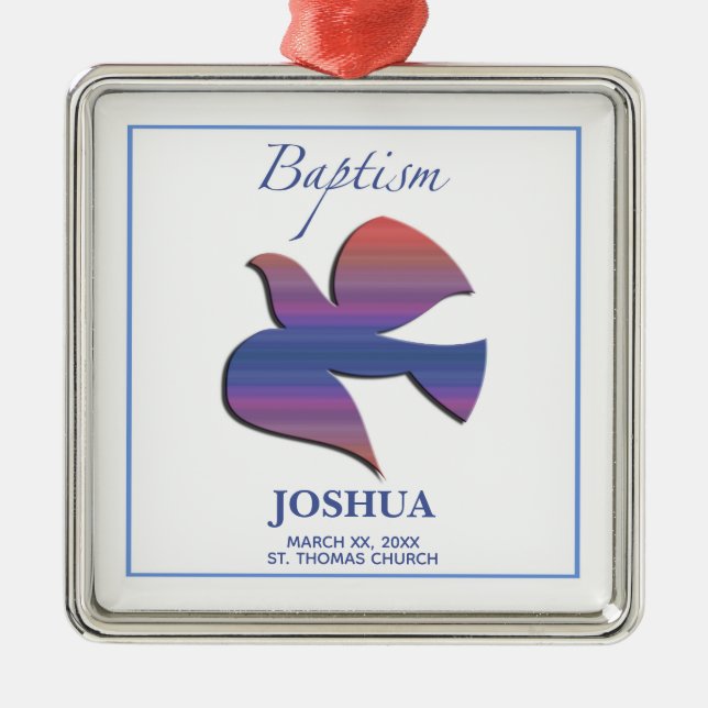 Anpassade, Vuxen Baptism Dove Julgransprydnad Metall (Framsidan)