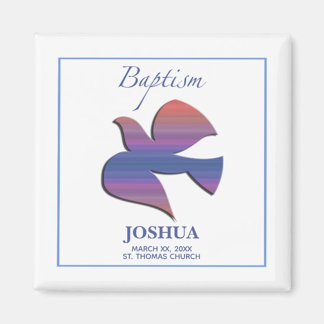 Anpassade, Vuxen Baptism Dove Magnet (Framsidan)