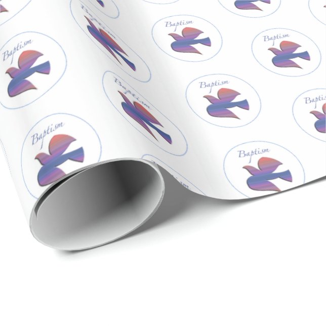 Anpassade, Vuxen Baptism Dove Presentpapper (Rullad Hörn)
