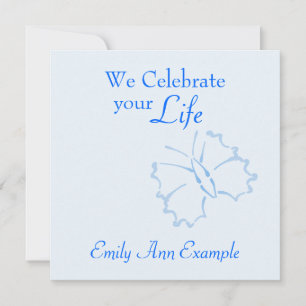 Anpassade Wake / (Living) Funeral - Butterfly Inbjudningar