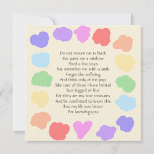 Anpassade Wake/Memorial - Rainbow Dikt Inbjudningar