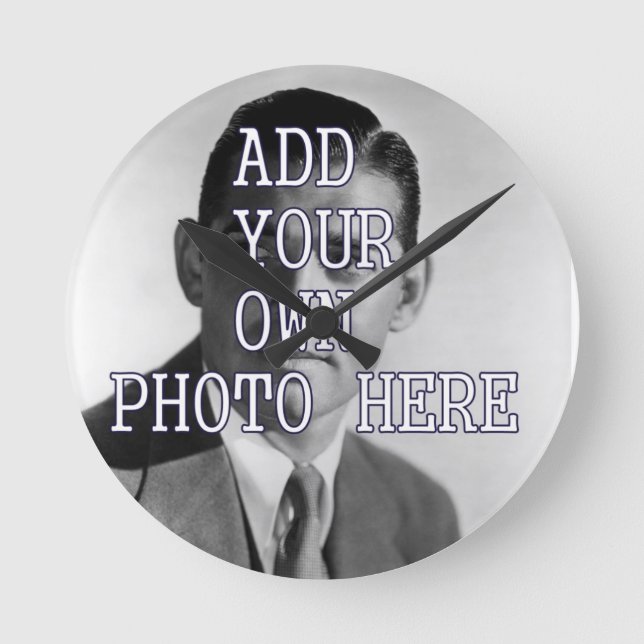 ANPASSADE WALL CLOCK - LÄGG TILL DIN EGEN BILDER RUND KLOCKA (Framsida)