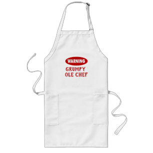 Anpassade Warning Grumpy Chef Apron Långt Förkläde