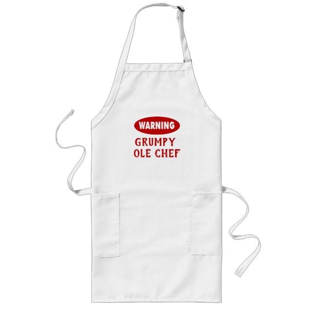 Anpassade Warning Grumpy Chef Apron Långt Förkläde (Framsidan)