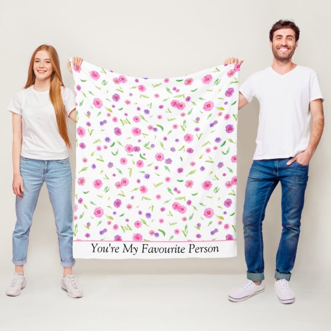 Anpassade Watercolor Blommigt Blanket - Gift Fleecefilt (På plats)