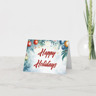 Anpassade Watercolor jul Baubles Helgkort