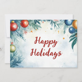 Anpassade Watercolor jul Baubles Julkort