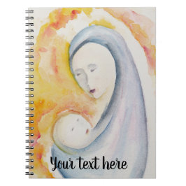 Anpassade Watercolor Madonna och Child Anteckningsbok Med Spiral
