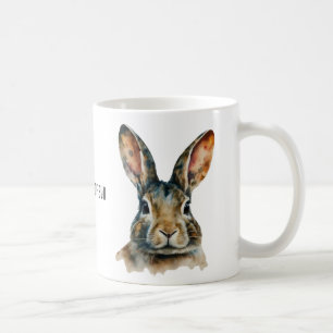 Anpassade Watercolor Rabbit Porträtt Mugg