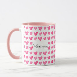 Anpassade Watercolor Rosa Hearts Mugg