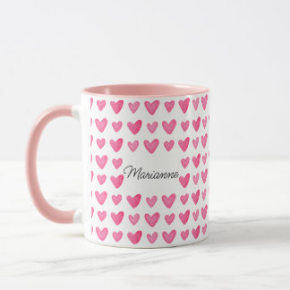 Anpassade Watercolor Rosa Hearts Mugg