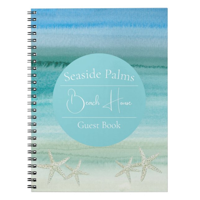 Anpassade Watercolor Starfish Guestbook Anteckningsbok (Framsidan)