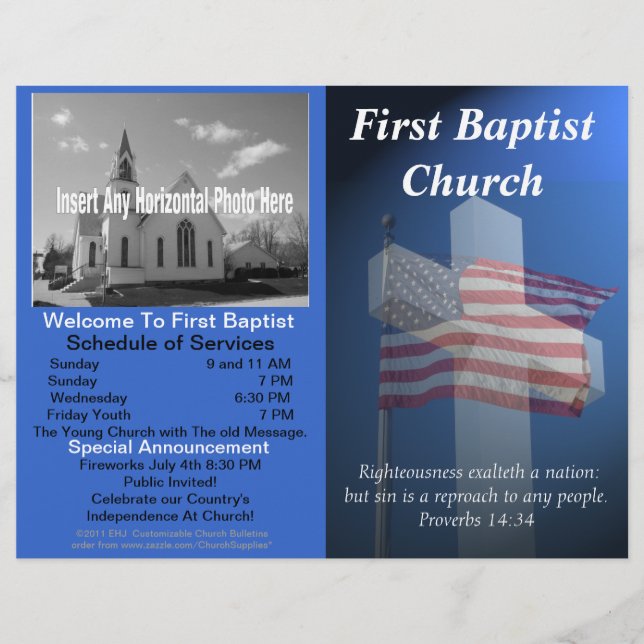 Anpassade Weekly Church Bulletin (Patriotic) (Framsida)