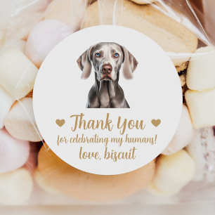 Anpassade Weimaraner Hund Bröllopspresent Klisterm Runt Klistermärke