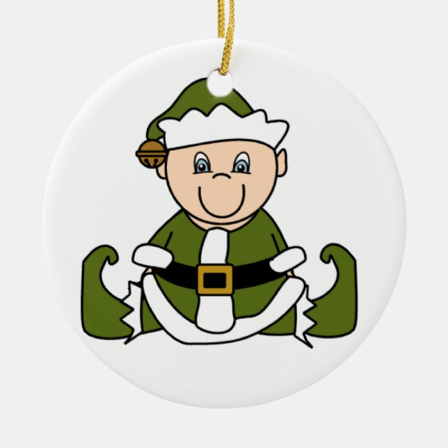 Anpassade White Baby Elf Ornament (Framsidan)