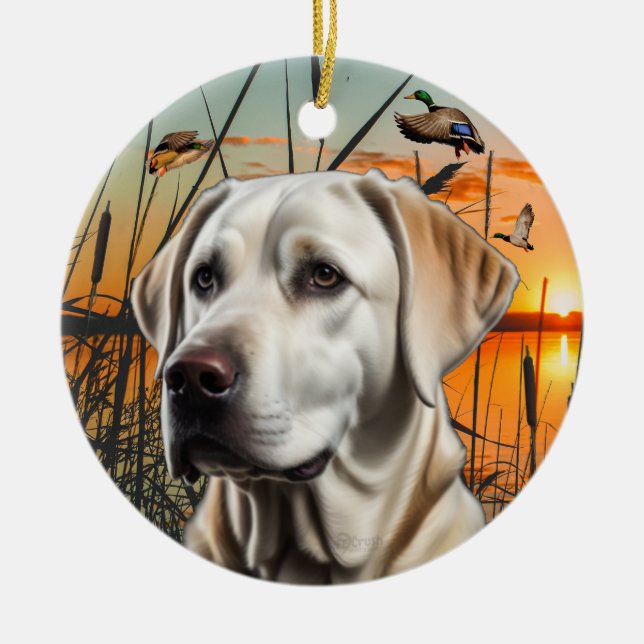 Anpassade White Labrador Ornament (Framsidan)