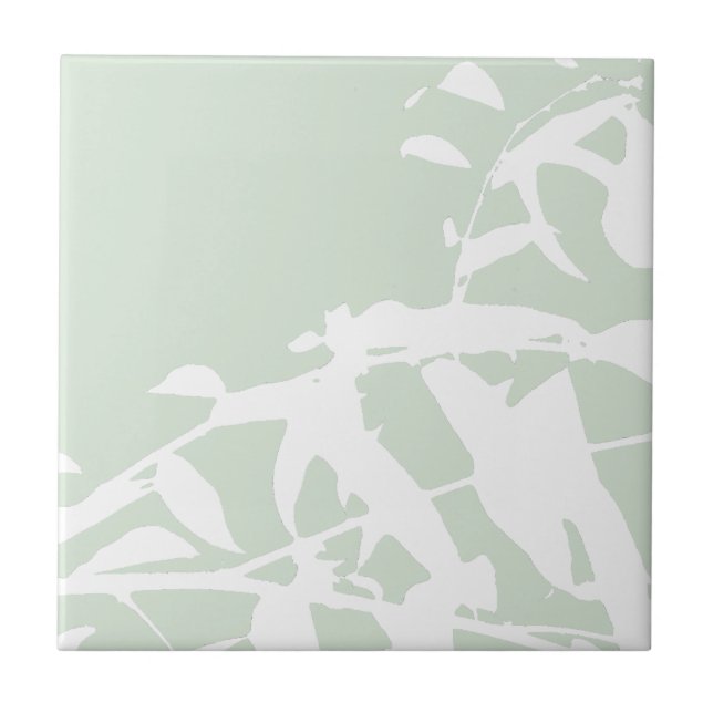 Anpassade Willow Silhouette Sea Grönt Bathroom Kakelplatta (Framsidan)