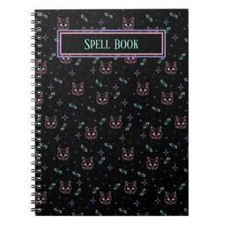 Anpassade Witchy Cats och Crystals Mönster Anteckningsbok