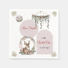 Anpassade Woodland-Thated Greenery Baby Shower Pappersservett