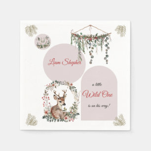 Anpassade Woodland-Thated Greenery Baby Shower Pappersservett