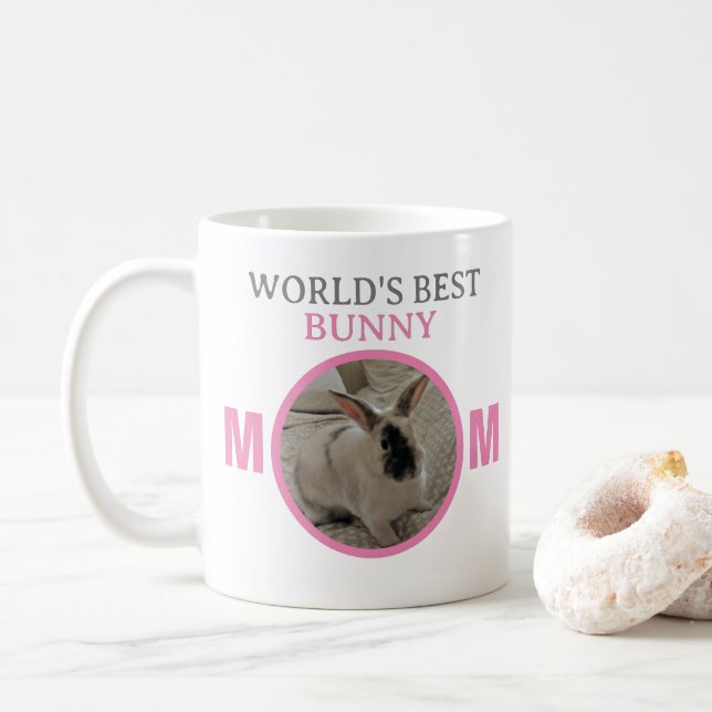 Anpassade World's Best Bunny Mamma Photo Coffee M Kaffemugg (Med munk)