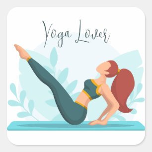 Anpassade Yoga Älskare Design med Navasana Pose Fyrkantigt Klistermärke