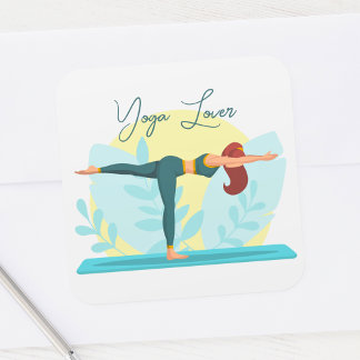 Anpassade Yoga Älskare design med Warrior Pose Fyrkantigt Klistermärke