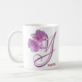 Anpassade Yvette namn rosa ros blommor boho Kaffemugg