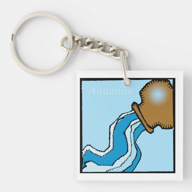 Anpassade Zodiac-tecken Aquarius 2side Keychain (Framsidan)