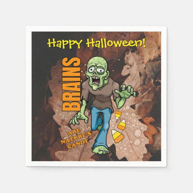 Anpassade Zombie Halloween Papper Napkins Pappersservett (Framsidan)