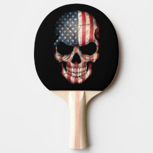 Anpassadeamerikanska flagganskalle pingisracket