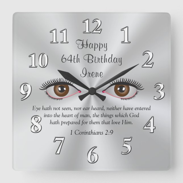 Anpassadebibelversen tar tid på ögat inte-sedda fyrkantig klocka (Framsida)