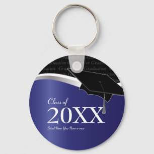 Anpassadeblått och svartstudenten Keychain Nyckelring