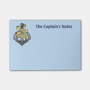 Anpassadefraktkapten som ditt namn ankrar post-it block