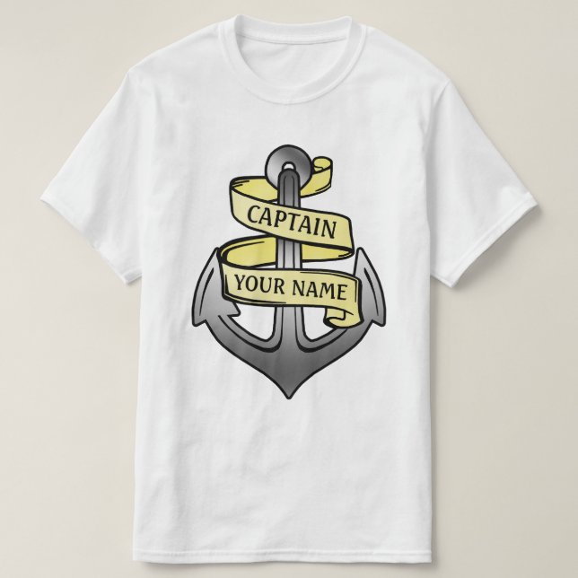 Anpassadefraktkapten som ditt namn ankrar tee shirt (Design framsida)