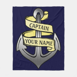 Anpassadefraktkaptenen ditt namn ankrar stort fleecefilt