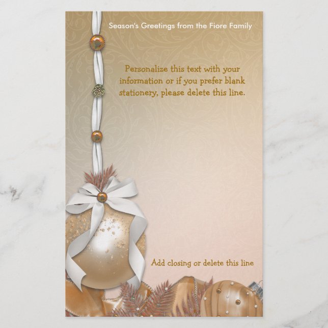 Anpassadeguld smyckar brevpapper (Framsida)