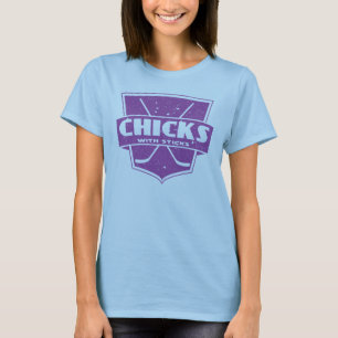 Anpassadehockeychickar med pinneutslagsplatsen t-shirt