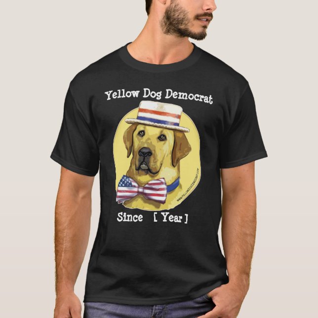 Anpassademall - gul hunddemokrat efter t shirt (Framsida)
