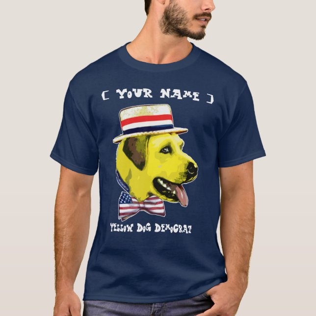 Anpassademall - gul hunddemokrat t-shirt (Framsida)