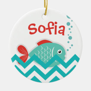 Anpassadeprydnad i "fiskfisk" design julgransprydnad keramik