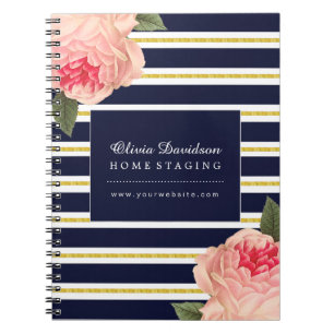 Anpassadeshabby chicformgivare noterar boken anteckningsbok med spiral