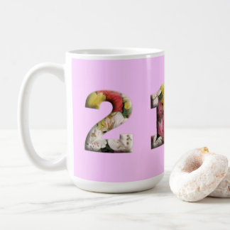 anpassadet 21:a födelsedagsmilstolpen kaffemugg