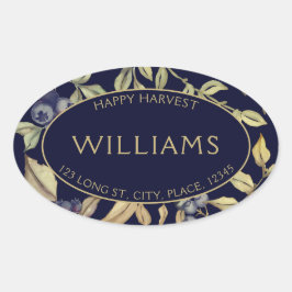 Anpassadet Autumn Harvest Lövs & Berries Ovalt Klistermärke