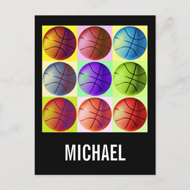 Anpassadet Basketball Artwork Pop Art Vykort (Framsida)