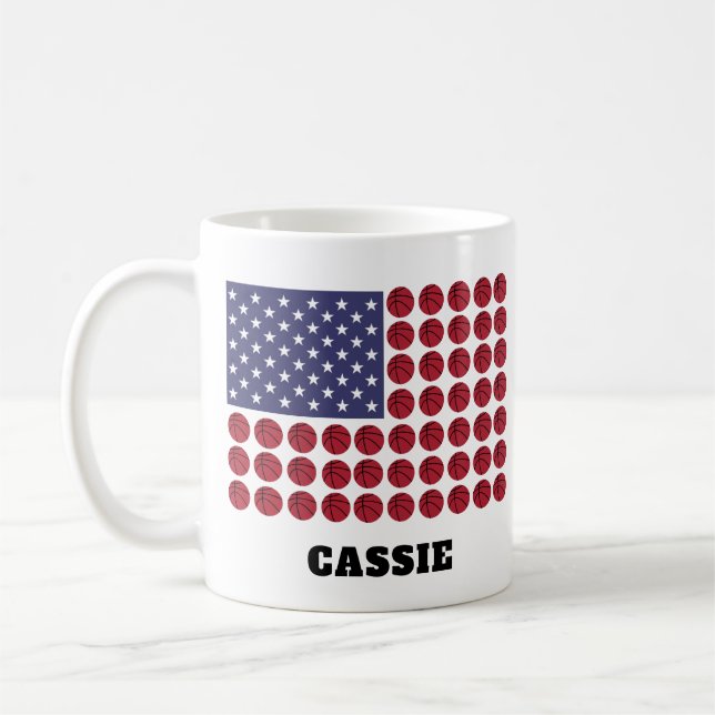 ANPASSADET BASKETBALL USA FLAGGA KAFFEMUGG (Vänster)