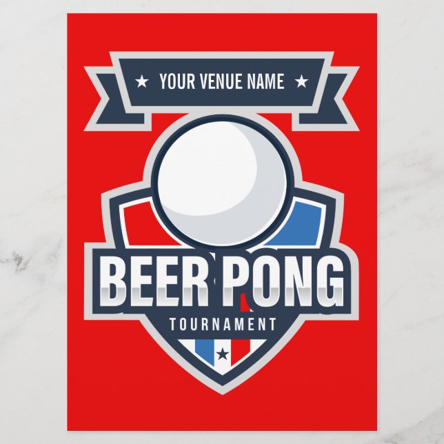 Anpassadet Beer Pong Tournament Regler Card Program (Framsida)