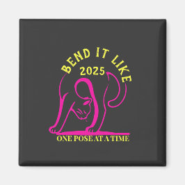 Anpassadet "Bend It like 2025" Yoga Cat Magnet